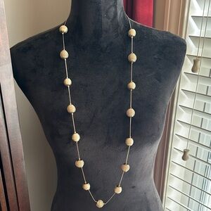 Park Lane Textured Gold Bead Long Necklace-Garland